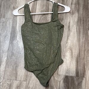 Aerie Olive Green Shimmer bodysuit